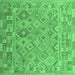 Square Machine Washable Abstract Emerald Green Contemporary Area Rugs, wshcon2204emgrn