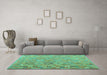 Machine Washable Abstract Turquoise Contemporary Area Rugs in a Living Room,, wshcon2204turq