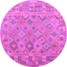 Round Machine Washable Abstract Purple Contemporary Area Rugs, wshcon2204pur