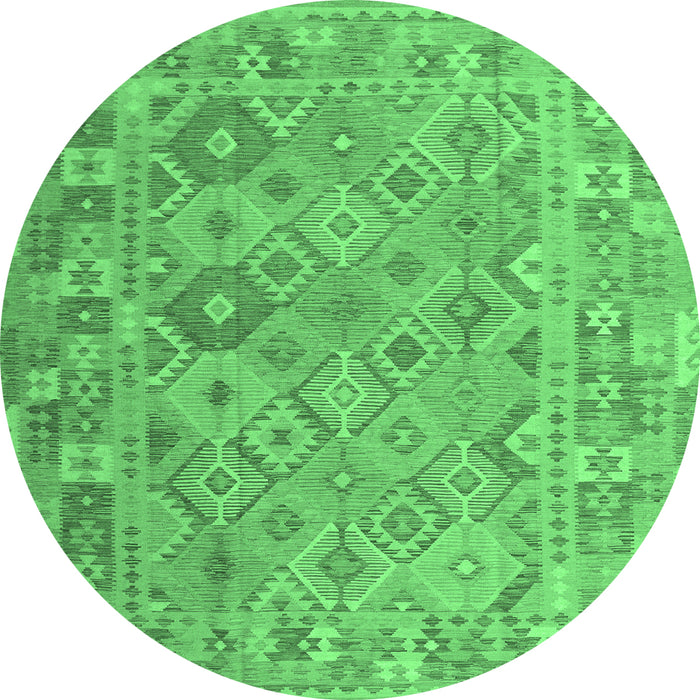 Round Abstract Emerald Green Contemporary Rug, con2204emgrn