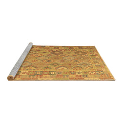 Sideview of Machine Washable Abstract Brown Contemporary Rug, wshcon2204brn