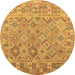 Round Abstract Brown Contemporary Rug, con2204brn