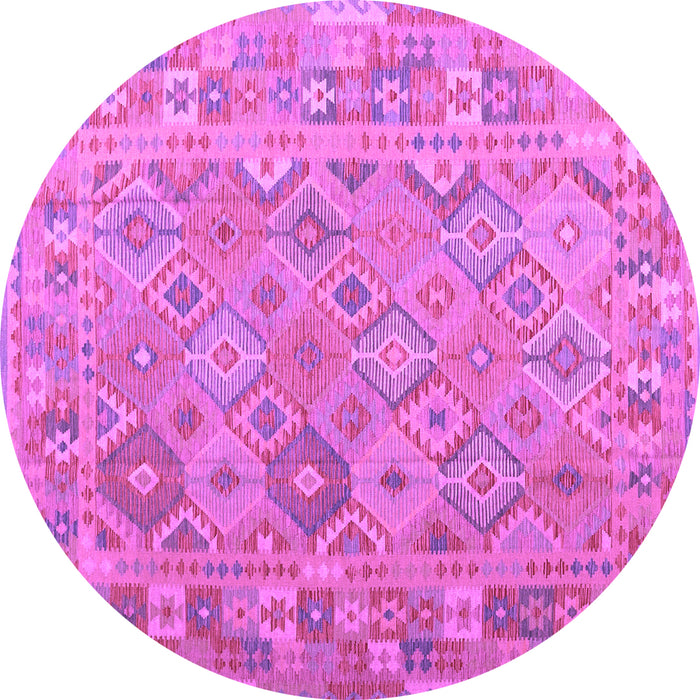 Round Abstract Purple Contemporary Rug, con2204pur