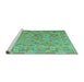 Sideview of Machine Washable Abstract Turquoise Contemporary Area Rugs, wshcon2204turq