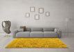 Machine Washable Abstract Yellow Contemporary Rug in a Living Room, wshcon2204yw