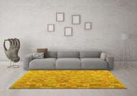 Machine Washable Abstract Yellow Contemporary Rug, wshcon2204yw