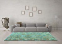 Machine Washable Abstract Light Blue Contemporary Rug, wshcon2204lblu