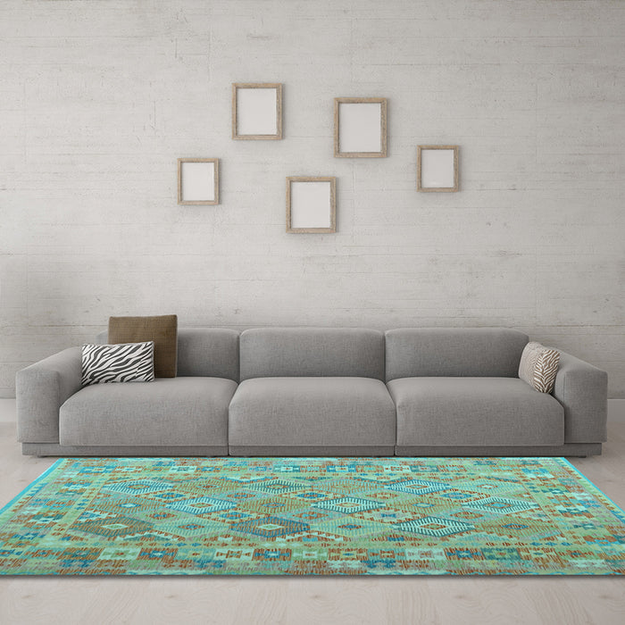 Machine Washable Abstract Light Blue Contemporary Rug in a Living Room, wshcon2204lblu