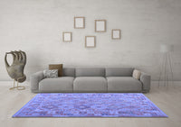 Machine Washable Abstract Blue Contemporary Rug, wshcon2204blu