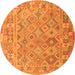 Square Abstract Orange Contemporary Rug, con2204org