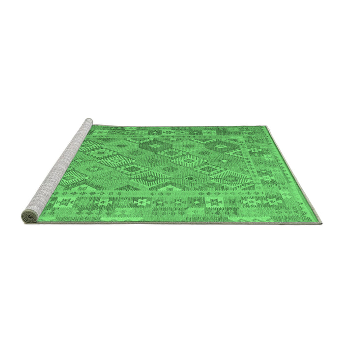 Sideview of Machine Washable Abstract Emerald Green Contemporary Area Rugs, wshcon2204emgrn