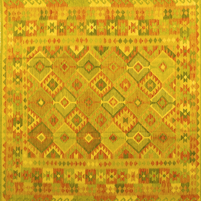 Square Abstract Yellow Contemporary Rug, con2204yw