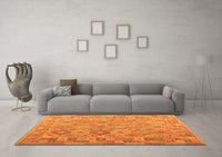 Machine Washable Abstract Orange Contemporary Rug, wshcon2204org