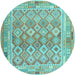 Round Oriental Light Blue Traditional Rug, con2205lblu