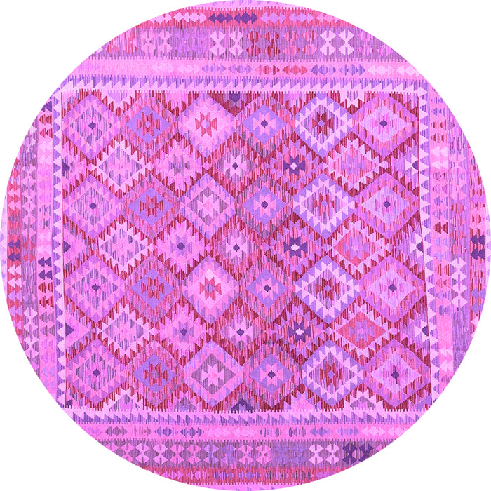 Round Oriental Purple Traditional Rug, con2205pur