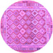 Round Oriental Purple Traditional Rug, con2205pur