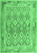 Machine Washable Oriental Emerald Green Traditional Area Rugs, wshcon2205emgrn