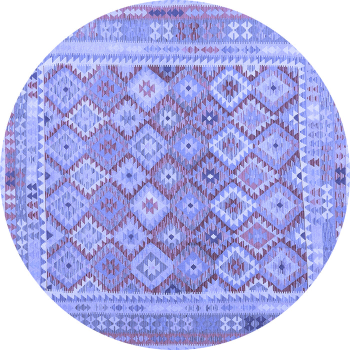 Round Machine Washable Oriental Blue Traditional Rug, wshcon2205blu