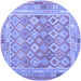 Round Machine Washable Oriental Blue Traditional Rug, wshcon2205blu