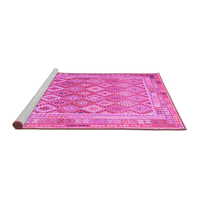 Sideview of Machine Washable Oriental Pink Traditional Rug, wshcon2205pnk