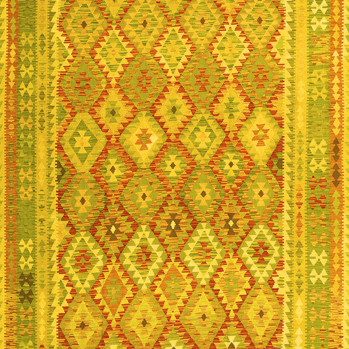 Machine Washable Oriental Yellow Traditional Rug, wshcon2205yw