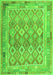 Serging Thickness of Machine Washable Oriental Green Traditional Area Rugs, wshcon2205grn