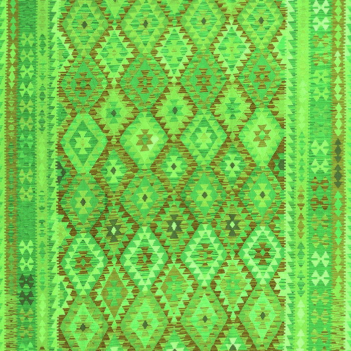 Serging Thickness of Machine Washable Oriental Green Traditional Area Rugs, wshcon2205grn