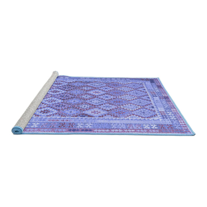 Sideview of Machine Washable Oriental Blue Traditional Rug, wshcon2205blu