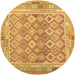 Round Machine Washable Oriental Brown Traditional Rug, wshcon2205brn