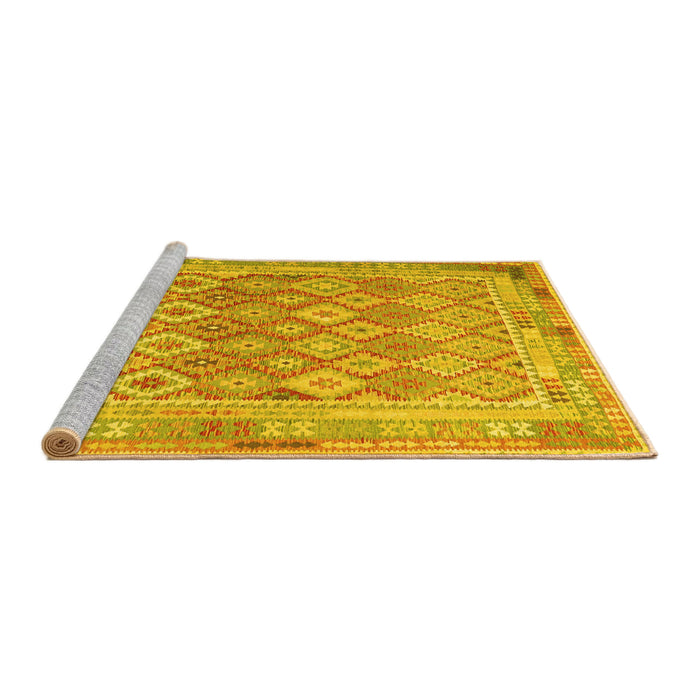 Sideview of Machine Washable Oriental Yellow Traditional Rug, wshcon2205yw