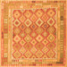 Round Machine Washable Oriental Orange Traditional Area Rugs, wshcon2205org