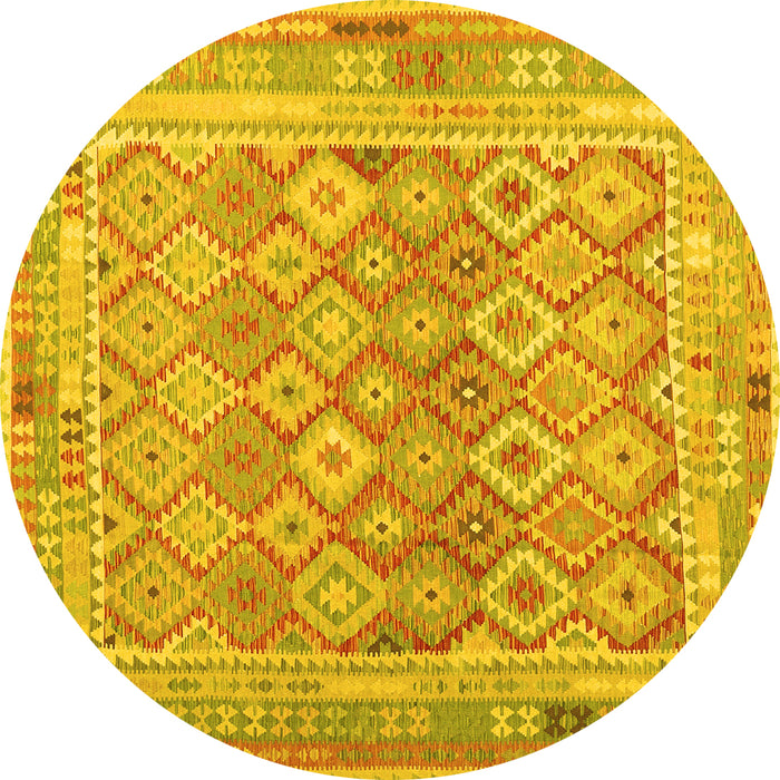 Round Oriental Yellow Traditional Rug, con2205yw
