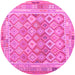 Round Oriental Pink Traditional Rug, con2205pnk