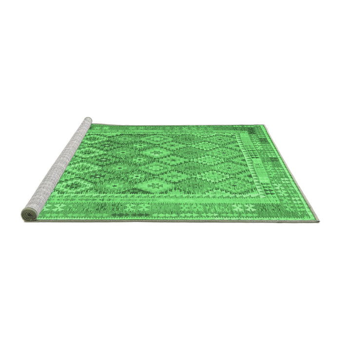 Sideview of Machine Washable Oriental Emerald Green Traditional Area Rugs, wshcon2205emgrn