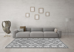 Machine Washable Southwestern Gray Country Rug in a Living Room,, wshcon2206gry