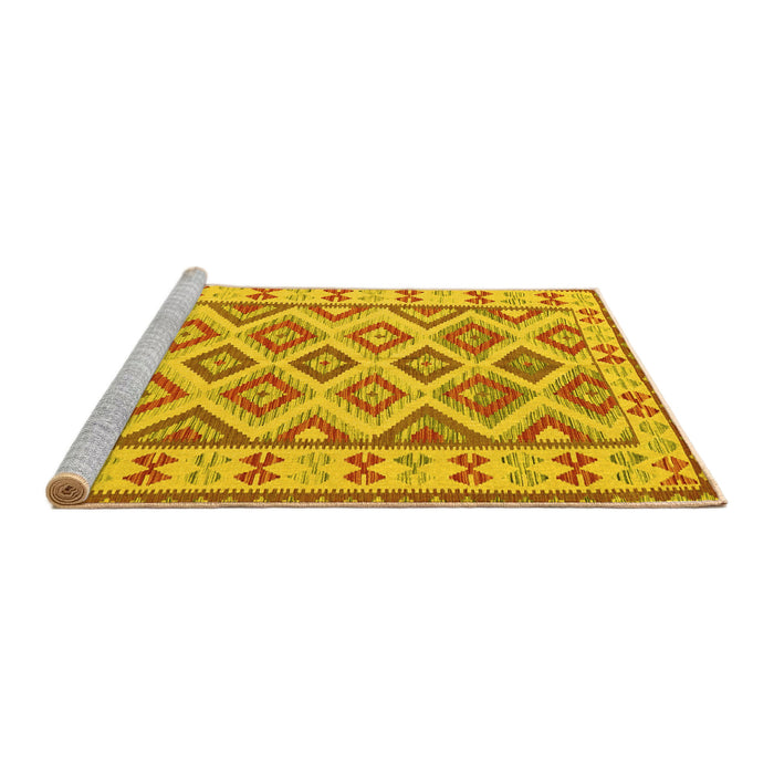 Sideview of Machine Washable Southwestern Yellow Country Rug, wshcon2206yw