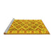 Sideview of Machine Washable Southwestern Yellow Country Rug, wshcon2206yw