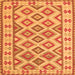 Round Machine Washable Southwestern Orange Country Area Rugs, wshcon2206org