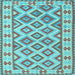 Square Southwestern Light Blue Country Rug, con2206lblu