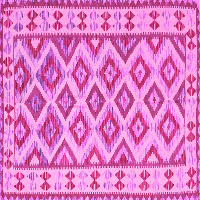 Square Machine Washable Southwestern Pink Country Rug, wshcon2206pnk