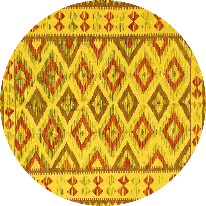 Round Southwestern Yellow Country Rug, con2206yw