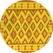 Round Southwestern Yellow Country Rug, con2206yw