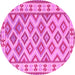 Round Southwestern Pink Country Rug, con2206pnk