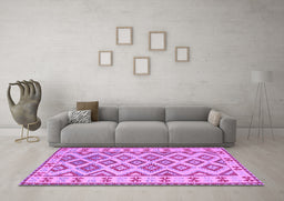 Machine Washable Southwestern Purple Country Area Rugs in a Living Room, wshcon2206pur