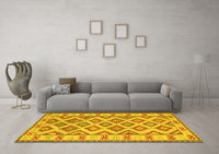 Machine Washable Southwestern Yellow Country Rug, wshcon2206yw