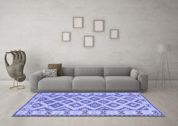 Machine Washable Southwestern Blue Country Rug in a Living Room, wshcon2206blu