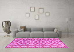 Machine Washable Southwestern Pink Country Rug in a Living Room, wshcon2206pnk