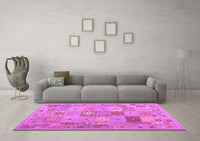 Machine Washable Abstract Purple Contemporary Rug, wshcon2207pur
