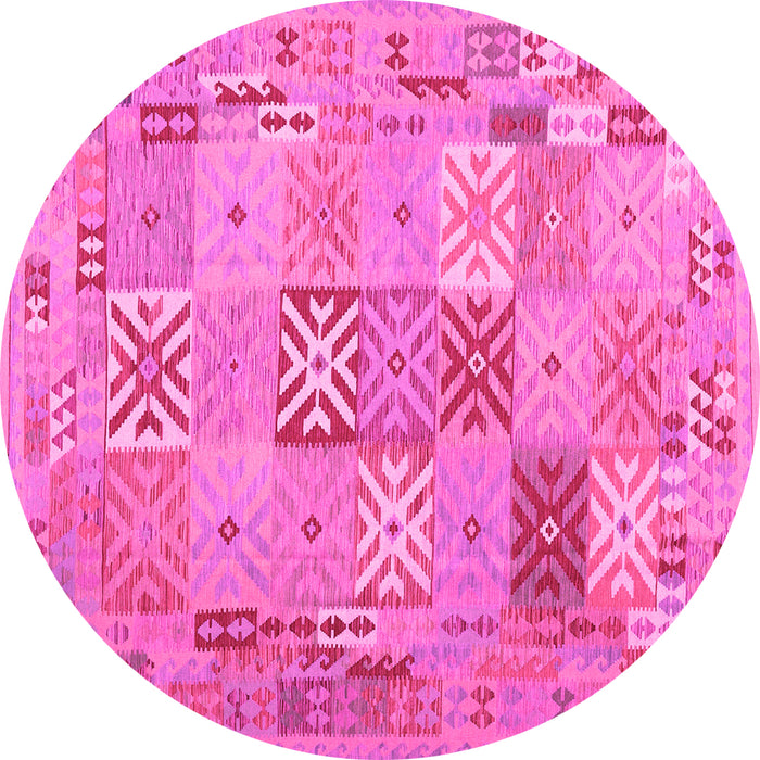 Round Abstract Pink Contemporary Rug, con2207pnk