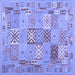 Square Abstract Blue Contemporary Rug, con2207blu